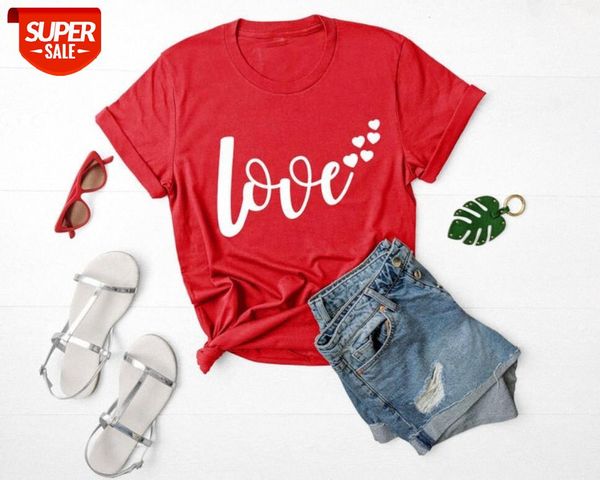 

love hearts valentine's day t-shirt men and women plus size couple short sleeves #oj9c, White