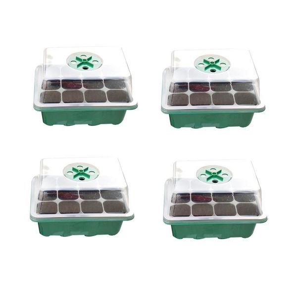

planters & pots reusable garden seedling starter tray germination greenhouse growing 12 cells with dome base humidity adjustable nursery