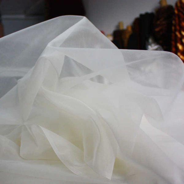 Натуральный белый 100% шелкольника шелковая органза ткань марля Tecido Meter 210702