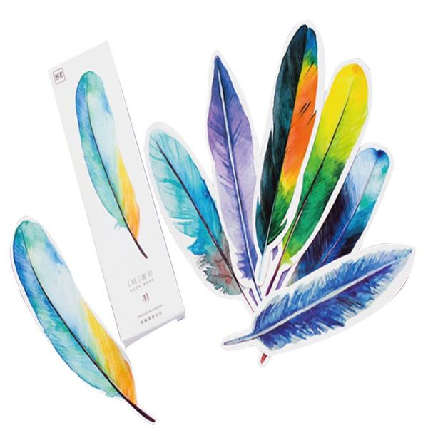 

bookmark 10packs/lot beautiful colored feathers stationery reminder message label page holder for reader wholesale