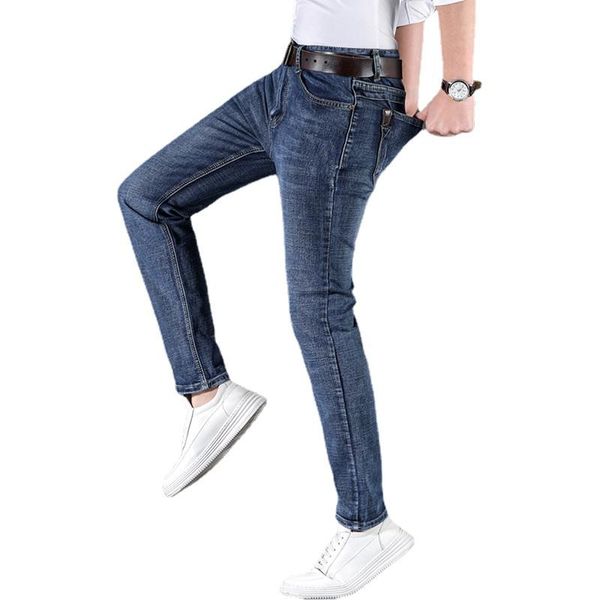 

men's jeans 2021 blue men classic stretch fashion casual denim pants slim fit straight long trousers gentleman cowboys pant