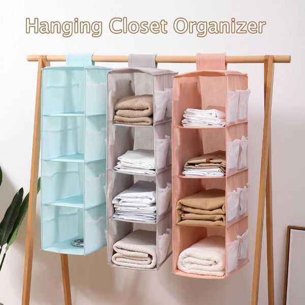 

four-layer oxford cloth storage hanging bag washable multi-layer wardrobe clothes bra artifact boxes & bins