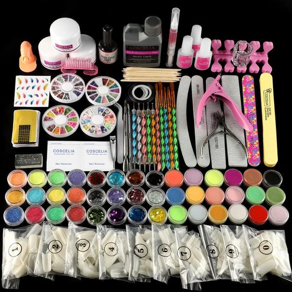 

nail art kits professional acrylic powder kit with liquid glitter tips extension manicure tools set