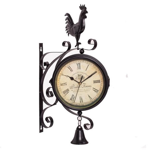 

wall clocks nordic iron double sided clock living room creative pastoral shabby chic antique watch modern clcoks duvar saati gift ideas