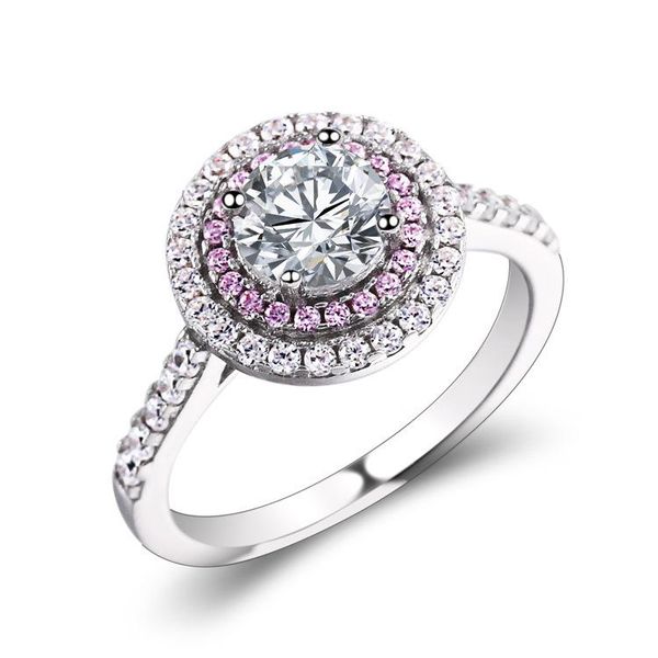 

wedding rings 925 sterling silver simulated diamont ring micro inlay europe and america exaggerated explosion set tl-038, Slivery;golden