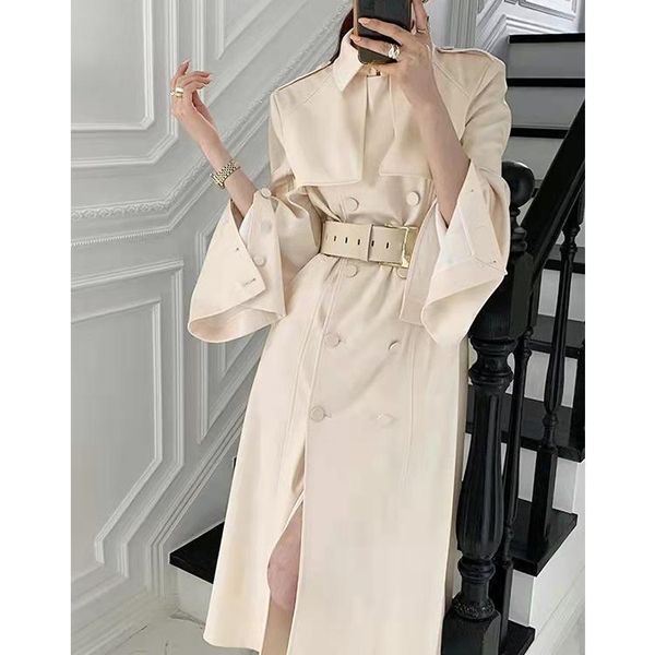 

women's trench coats superaen 2021 autumn design windbreaker solid double breasted turn down collar office lady coat women fashion, Tan;black