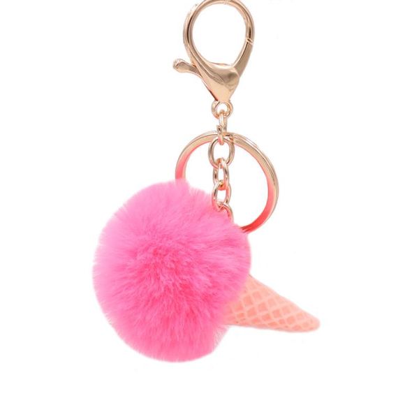 

keychains cream shpe fluffy fur key chain soft pompom faux auto gold keychain for women kids ring holder gift jewerly, Silver