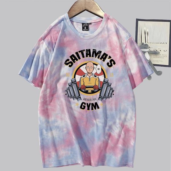 

women's t-shirt funny anime one punch man t shirt harajuku saitama print tie-dye causal ulzzang streetwear summer unisex, White