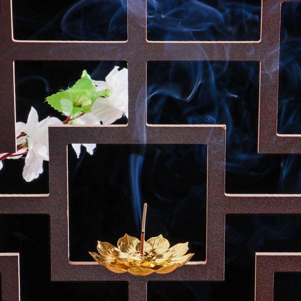 

fragrance lamps alloy incense burner stick holder buddhism lotus line plate sandalwood coil base temples yoga studios home decoration