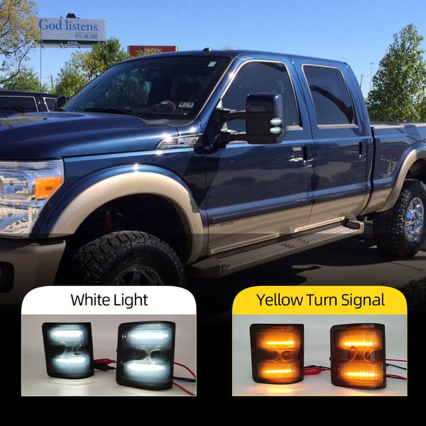 2pcs para ford f250 f350 f450 f550 2008-2016 LED luz de carro fumado lente âmbar lateral lateral espelho lâmpadas de marcador
