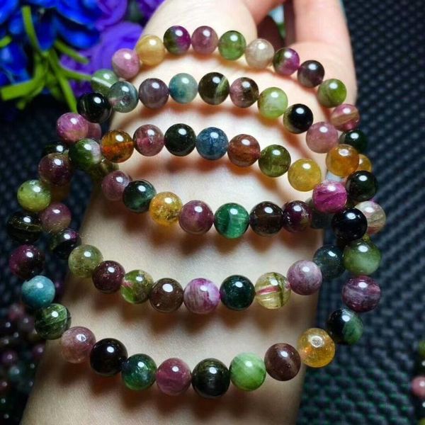 

natural colorful crystal beads bracelet 7mm beaded, strands, Black