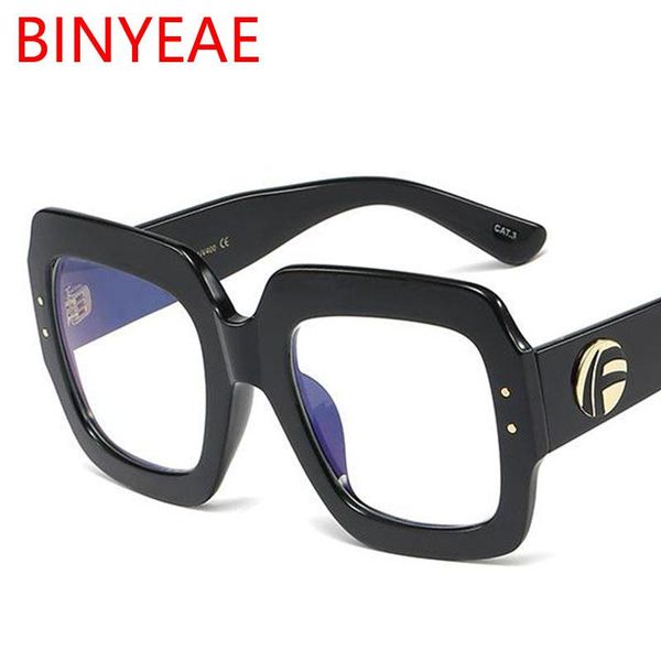 

fashion sunglasses frames luxury designer oversized square glasses frame anti blue light eye protection eyeglasses thick eyewear, Black