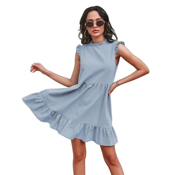 

women's swimwear summer solid color casual ruffle waist dress outdoor traveling breathable soft holiday party loose, White;black