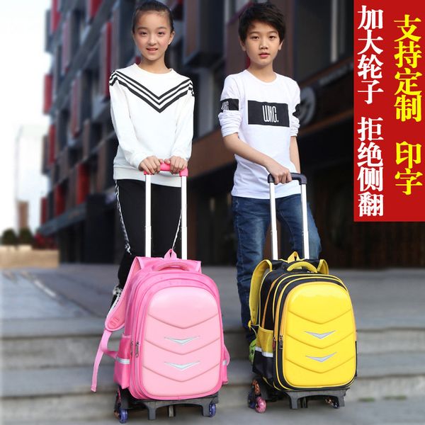 

female old primary boys schoolbags children students trolley grades 6-12 logo school years training printed 1-3-5 waterproof opaju