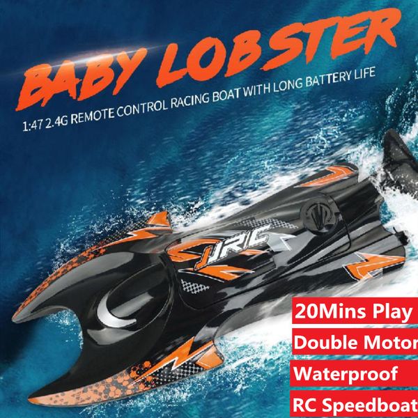 

outdoor ship speedboat new design update double motor remote control rc boat toy with 3pcs battery waterproof water rowing toys