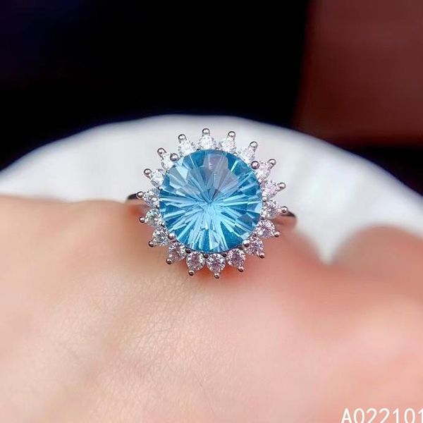 

cluster rings kjjeaxcmy fine jewelry s925 sterling silver inlaid natural blue z girl trendy ring support test chinese style with box, Golden;silver