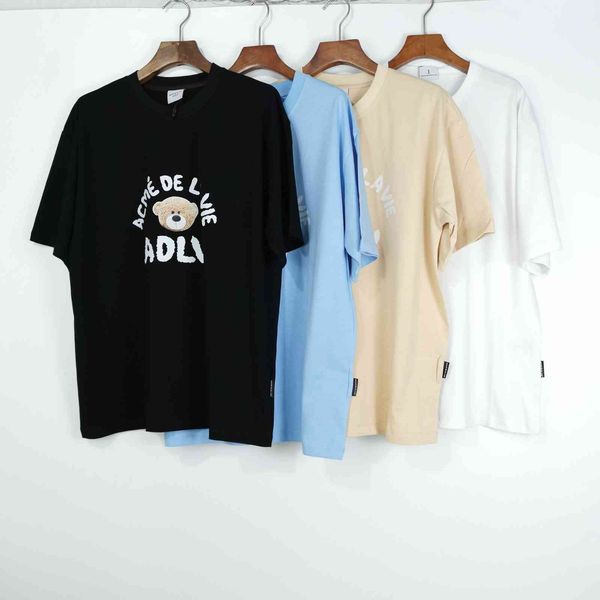 

fashion t shirt south korea brand adl cartoon teddy bear print short sleeve in summer 2021, White;black