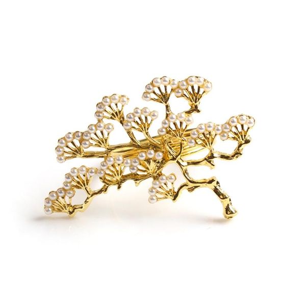 

napkin rings 6 pearl pine buckle alloy ring western food ornament decoration