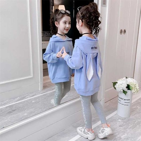 Tuta da bambina per bambina Set di vestiti Tuta da bambino per adolescenti Primavera Autunno Manica lunga 2 pezzi Abiti per bambini 4 6 8 10 12 anni 211104