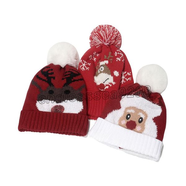 Cappelli di Natale Cappello invernale lavorato a maglia addensato per donna Uomo Pom Pom Berretto da neve per Capodanno Decorazioni natalizie di Capodanno 2022