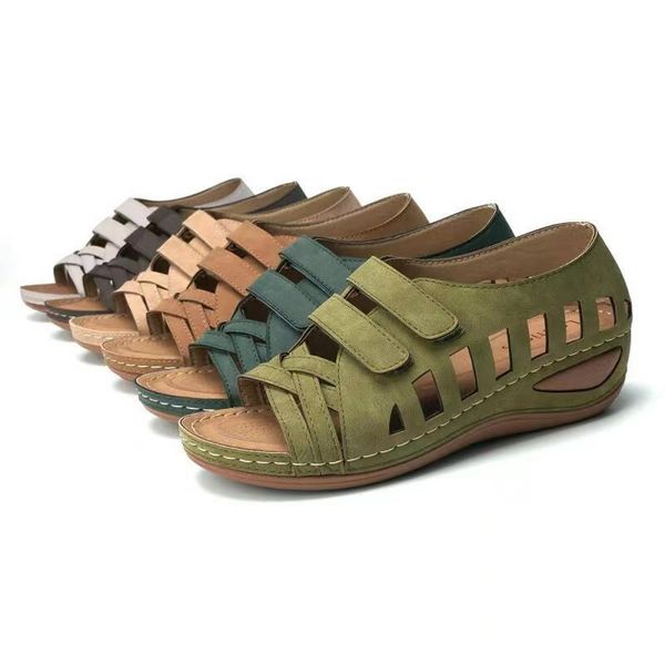 

sandals summer fashion buckle female gladiator hollow slope with thick sole casual shoes soft beach large size, Black