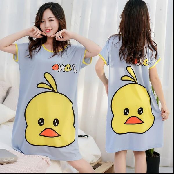 

cute girl cartoon cotton home womens sleepwears sleep shirt lingerie print nightgown plus size night dress nightwear, Black;red