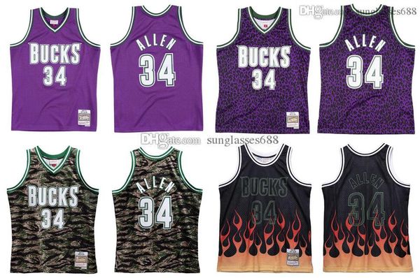 

stitched ray allen jersey s-6xl mitchell & ness 2000-01 mesh hardwoods classics retro basketball jerseys men women youth, Black;red