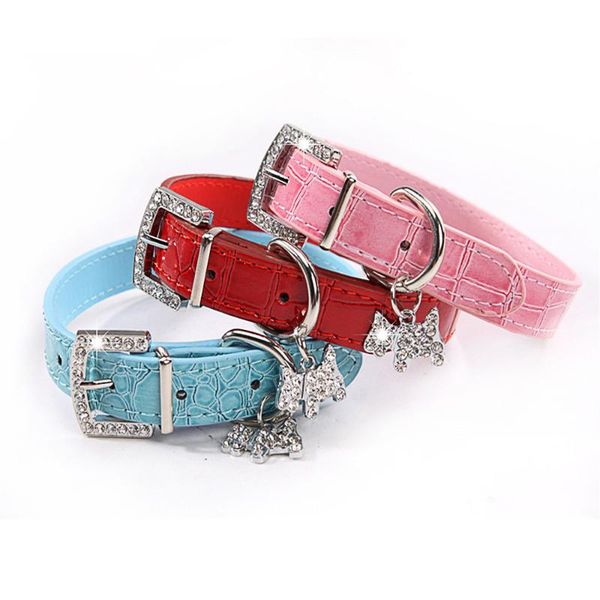 

dog collars & leashes pu leather collar for small dogs bling rhinestone chain pinch leash pet accessories