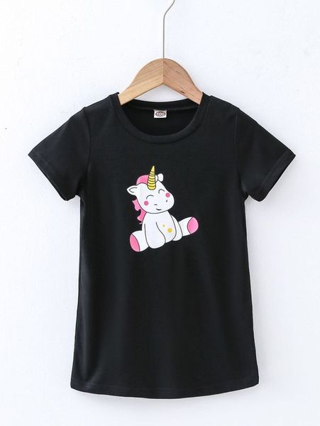 

toddler girls unicorn print tee dress she01, Red;yellow