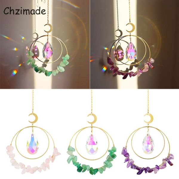 

decorative objects & figurines chzimade crystal star moon wind chime for wall window door bell hanging ornaments home garden supplies