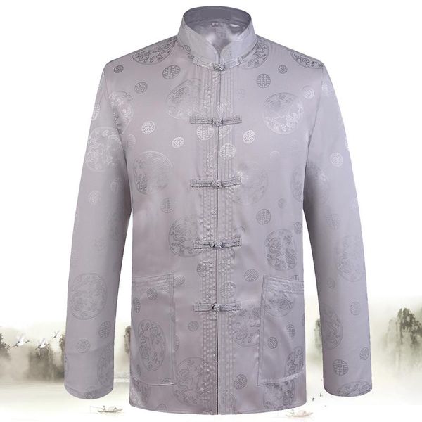 

men's jackets autumn mans dragon jacket coat traditional chinese mandarin collar tang suit clothing for men camisa masculina, Black;brown