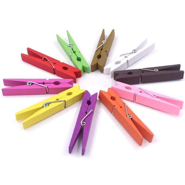

clothing & wardrobe storage 3-inch large natural colorful wooden clothespins, set of 50 pins, assorted colors