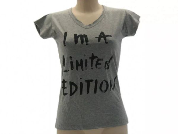 

t shirt solo parole donna i'm a limited edition grigia originale, White;black