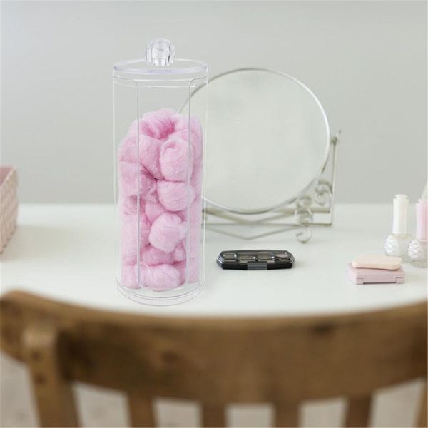 

storage boxes & bins acrylic round cylindrical cotton pad dispenser cosmetic box bottle organizer