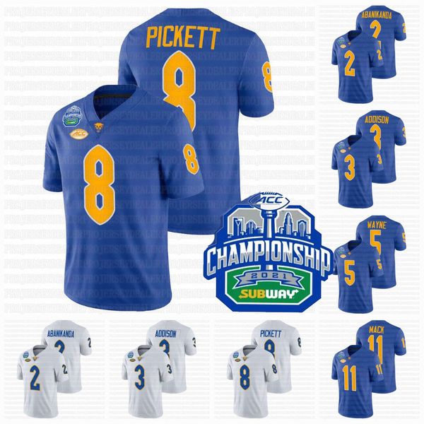 

american college football wear kenny pickett 2021 8 acc championship ncaa jersey pittsburgh panthers pitt kedon slovis israel abani, Black