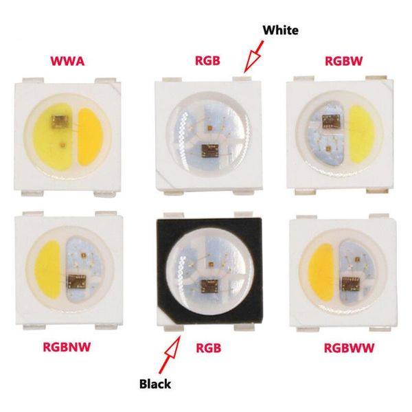 

10-1000pcs ws2812b rgb led chip smd black/white pcb sk6812 rgbcw rgbnw rgbww individually addressable digital pixels 5v strips