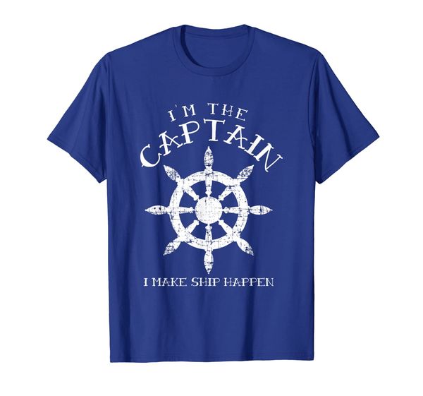 

im the captain i make ship happen funny boating gift boat t-shirt, White;black