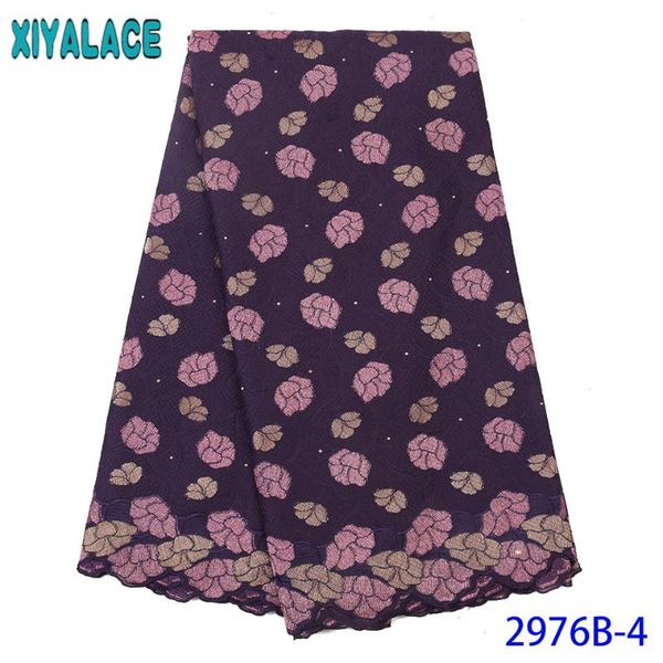 

ribbon african lace fabric swiss voile nigerian 2021 cotton laces with rhinetones for women ks2976b-4, Pink;blue