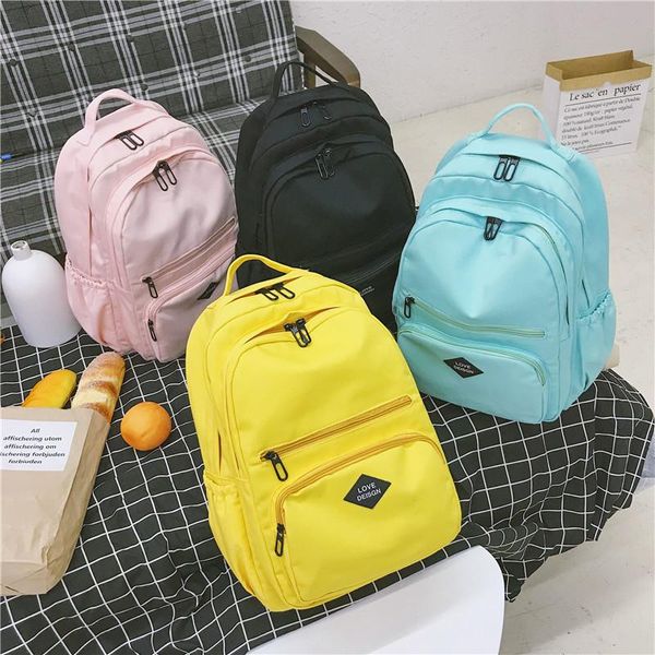 

outdoor bags girls school for teenagers student women backpack schoolbag large nylon solid color bookbag multifunctional bagpack