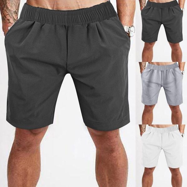 

men's shorts casual sport pants solid color loose plus size five point with pocket breathable quick dry, White;black