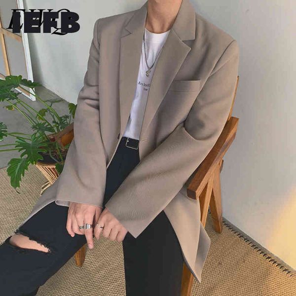 

iefb /men's wear spring fashion suit trend single breasted blazers for male handsome korean style loose coat 9y893 210524, White;black