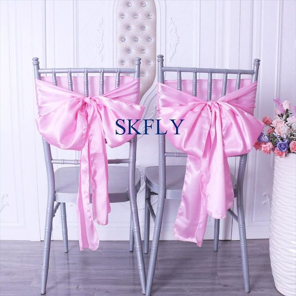 

beautiful custom made many colors wedding decoration pink satin chair sash sashes