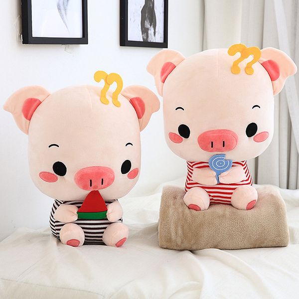 

greedy snack couple pig creative cute striped corrupt plush toys sleeping pillow office dual blanket