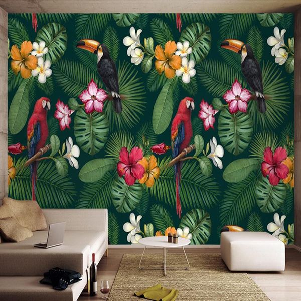 

wallpapers dropship custom po wallpaper 3d stereo rain forest green plants flower mural wall painting study background paper 3 d