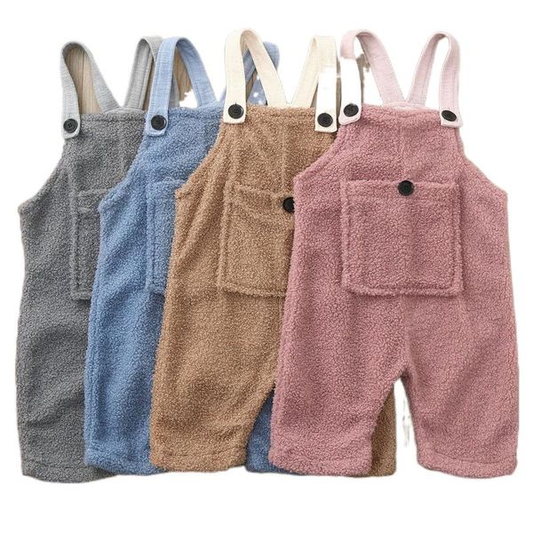 

jumpsuits winter arrival boys and girls warm cashmere overalls kids cute overall with pocket, Blue