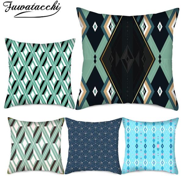 

pillow case fuwatacchi black green geometric cases plaid dot decorative cover for home sofa cushion 45x45cm wholesale