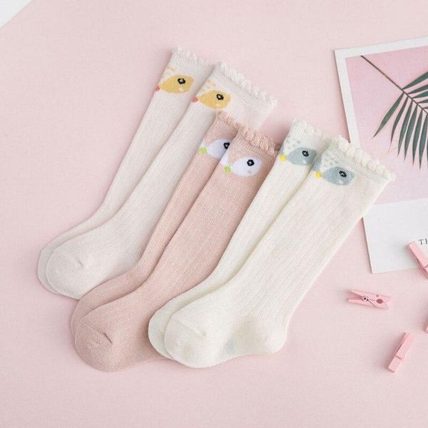 

socks 3pairs born baby knee high summer mesh thin cartoon boys girls toddler cotton anti-mosquito stuff, Pink;yellow