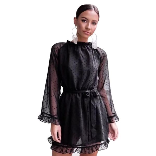 

2021 summer women's leaky back auricularia skirt women's autumn new long sleeve dress, Black;red
