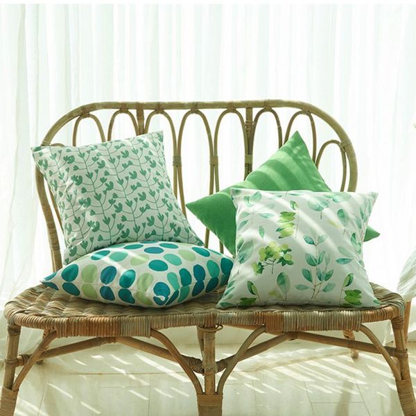 

cushion/decorative pillow 4pcs/set soft case cushion cover green dots plants printed reusable 45x45cm square home decor