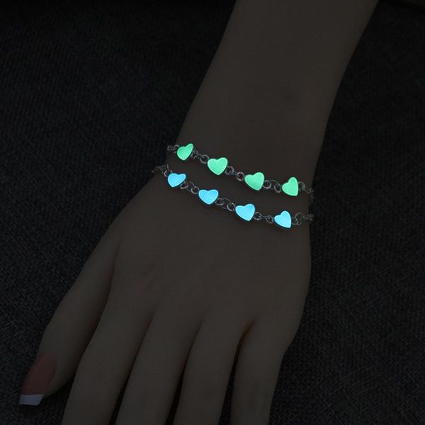 

link, chain 2021 michaela female creative charm cute jewelry heart fashion glow-in-the-dark bracelet anniversary birthday date party., Black